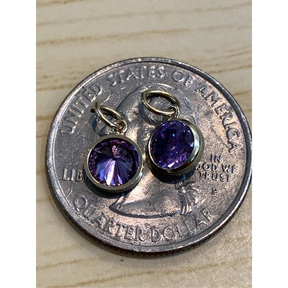 Yellow Gold-filled Amethyst CZ Set Jewelry Charm - Picture 3 of 4